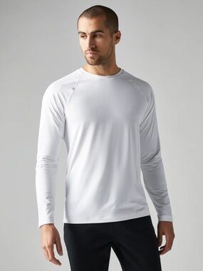Rhone Men's Reign Long Sleeve Trim Fit T-Shirt - White Size Medium